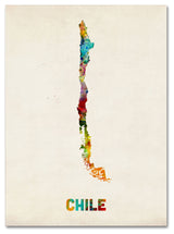 'Chile Watercolor Map' Canvas Art by Michael Tompsett