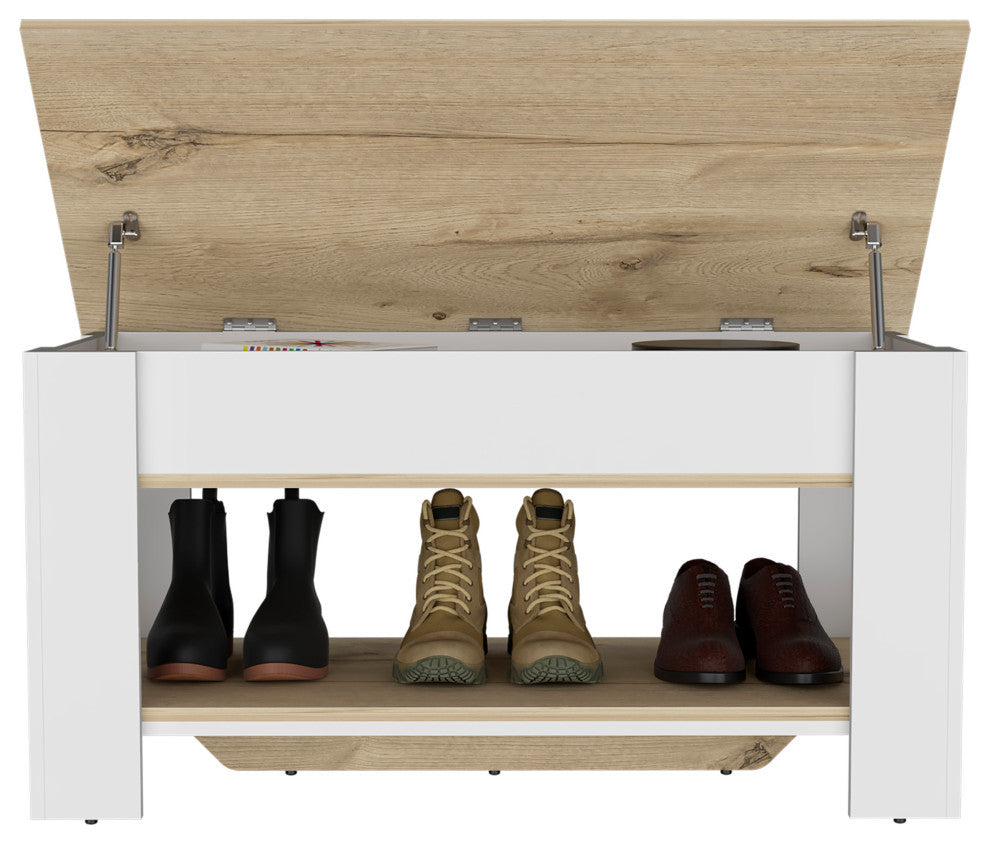 Daffodil Storage Table, Light Oak-White