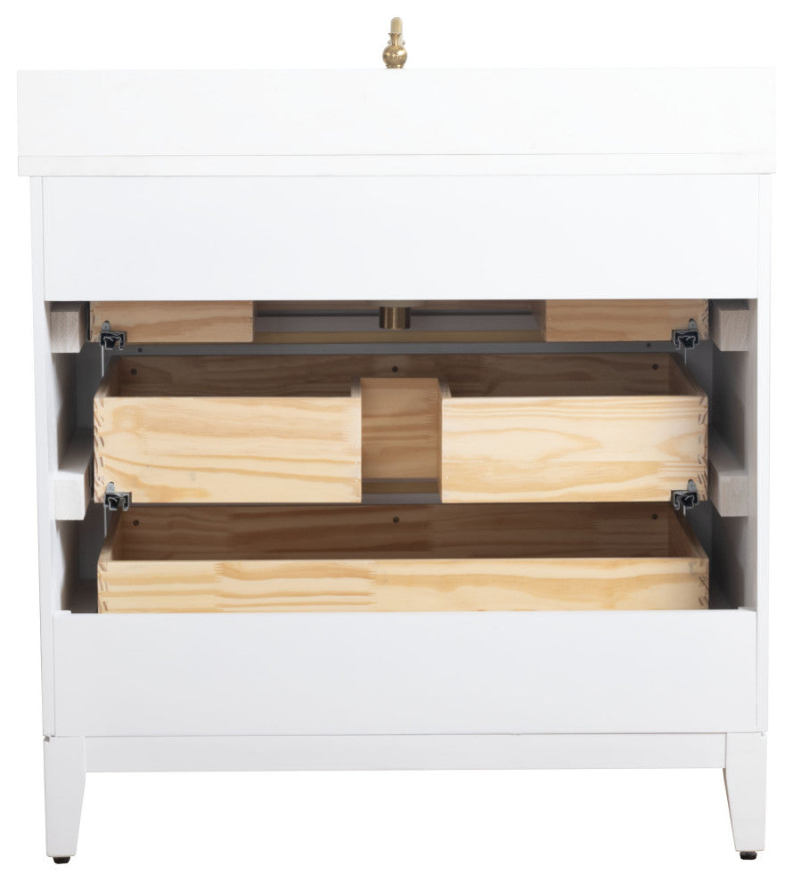 Vanity Art Bathroom Vanity With Sink, White, 36" Single