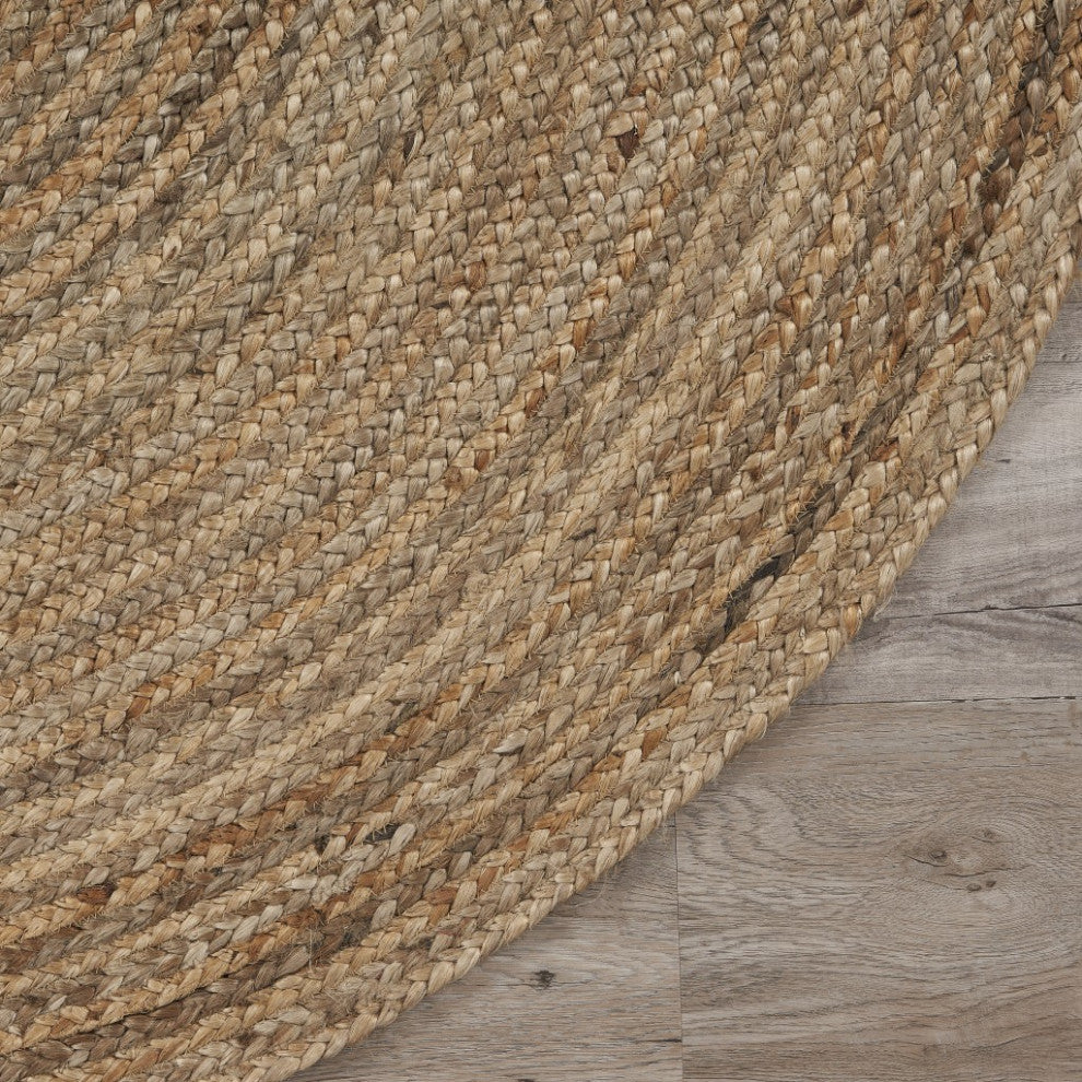 9" Brown Oval Shaped Jute Area Rug