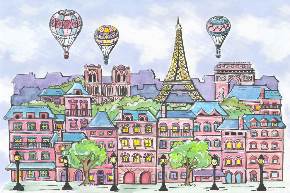 Marmont Hill, "Paris Balloons" by Reesa Qualia Painting on Wrapped Canvas, 45x30