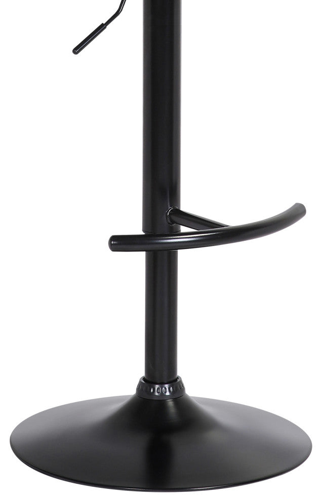 Larisa Adjustable Walnut Wood Bar Stool, Gray Faux Leather With Black Metal