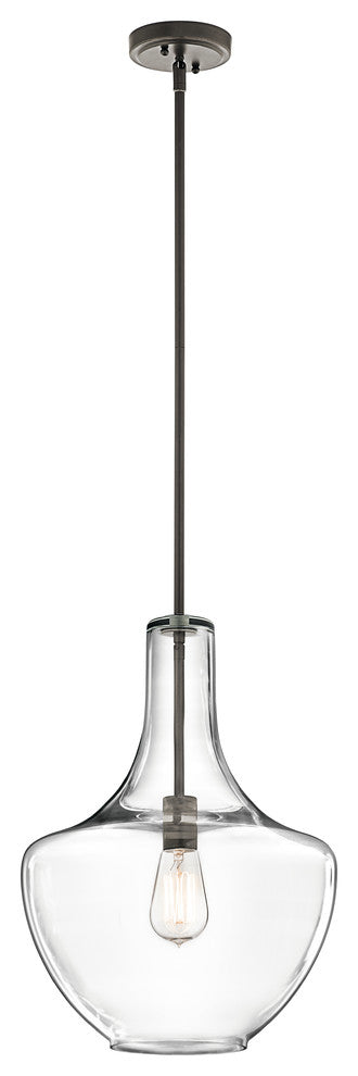 Pendant 1-Light, Clear Glass, Olde Bronze