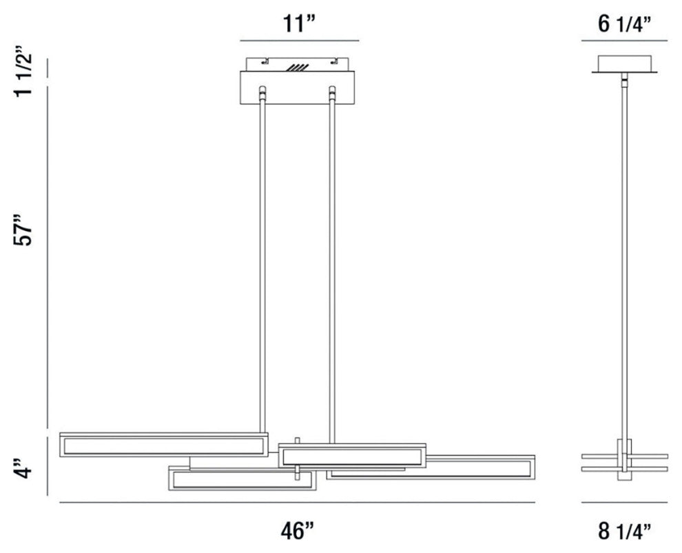 1 Light Contemporary Large Chandeliers, Matte Black