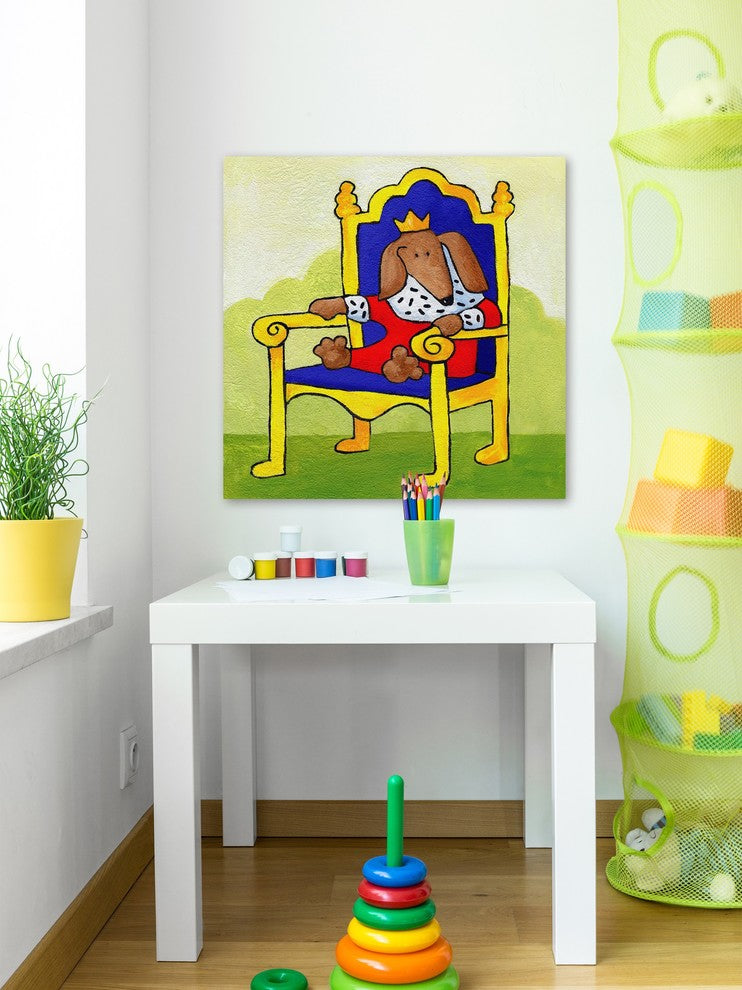 Marmont Hill, "Give a Dog a Throne" by Janet Nelson on Wrapped Canvas, 48x48