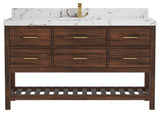 Parker Teak 60" Single Sink Bath Vanity in Dark Walnut2" Viola Brown