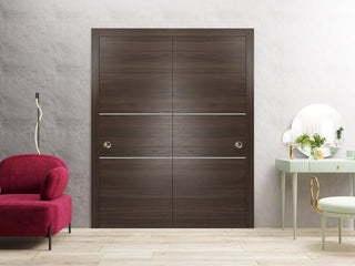 Bypass Doors 36 x 80 | Planum 0110 Chocolate Ash with  | Sturdy Rails