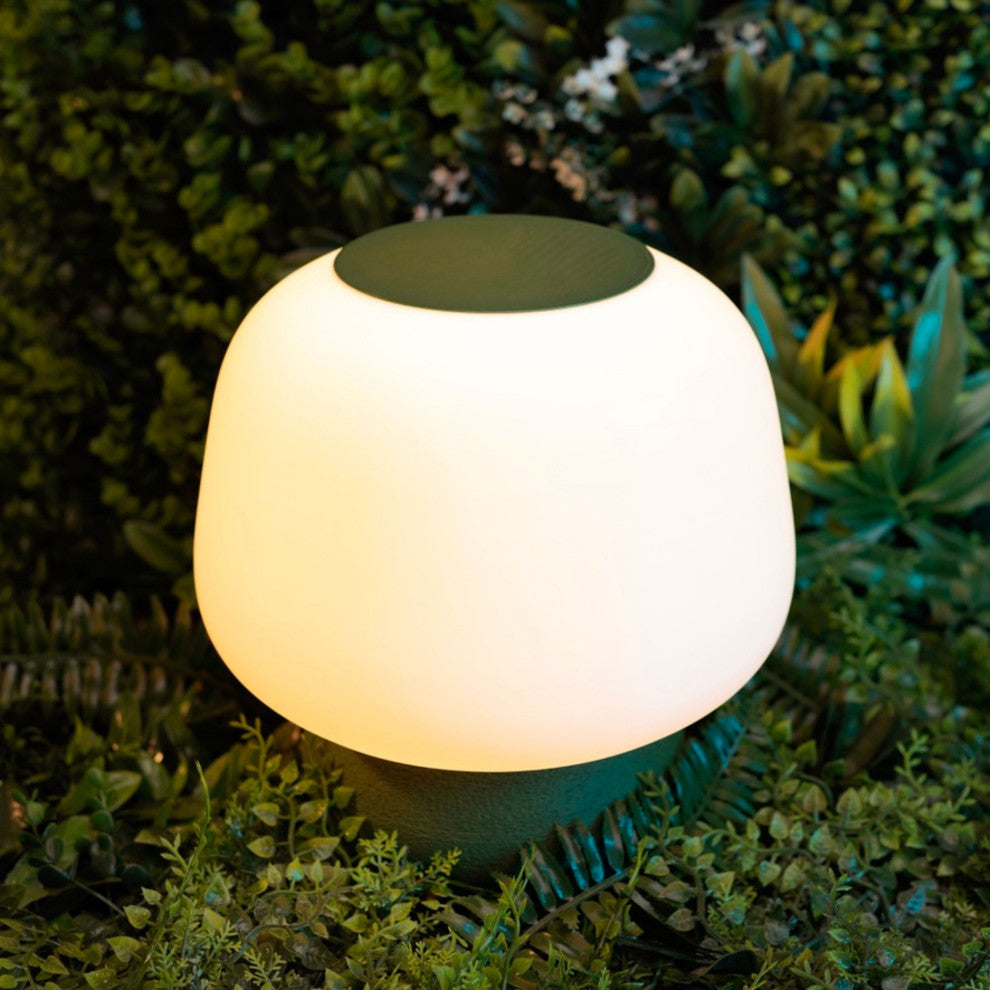 Mushroom 10" Plant-Based PLA Dimmable LED Table Lamp, White/Green