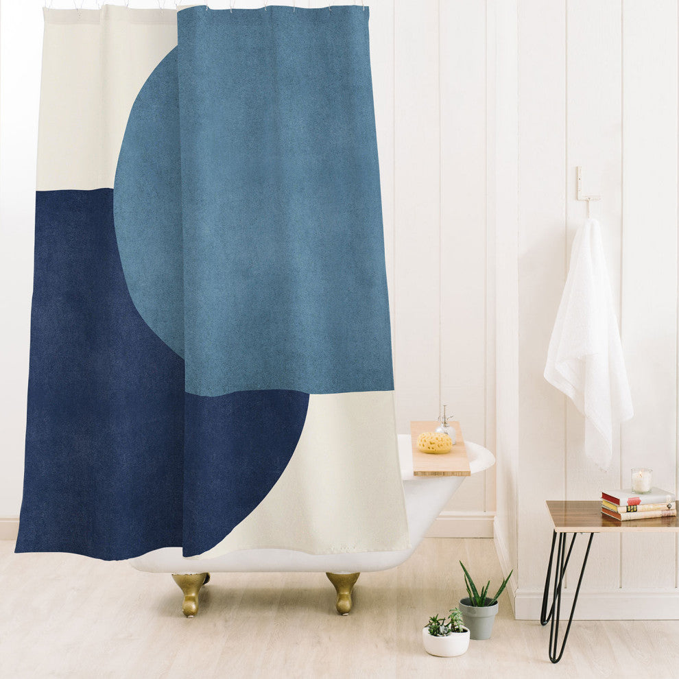MoonlightPrint Halfmoon Colorblock Blue Shower Curtain
