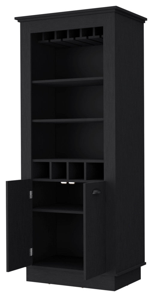 Hampton Bar Cabinet with 4-Built In Wine Rack, Glass Holder and Storage Cabinet