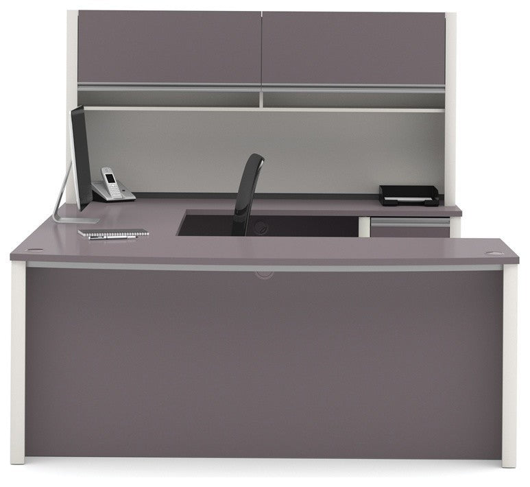 Bestar Connexion U-Shaped Workstation, Slate And Sandstone