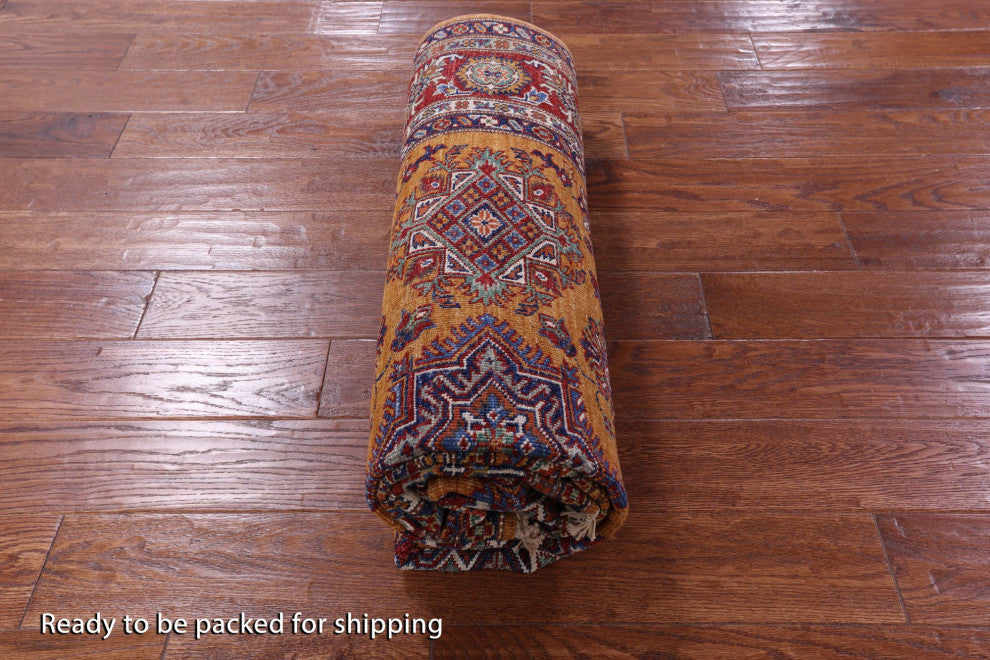 5' 5" X 7' 7" Super Kazak Geometric Handmade Wool Rug Q9556