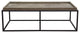 Lex Rectangle Cocktail Table in Rustic Oak Veneer Finish Top  Black