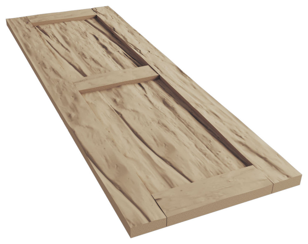 Rustic Two Equal Panel Flat Panel Riverwood Faux Wood Shutters (Per Pair)