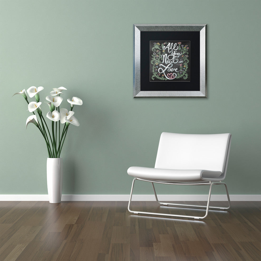 Elizabeth Caldwell 'All You Need is Love' Art, Silver Frame, Black Mat, 11x11