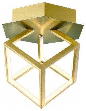 Metal Box LED Flush Mount, Gold