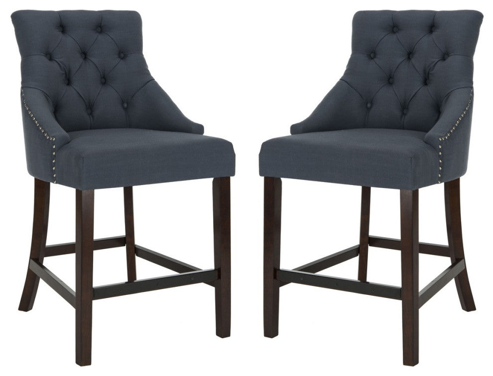 Safavieh Eleni Tufted Counterstool, Navy/Espresso