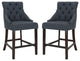 Safavieh Eleni Tufted Counterstool, Navy/Espresso