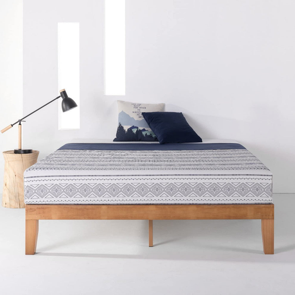 Solid Wood Platform Bed with Wooden Slats