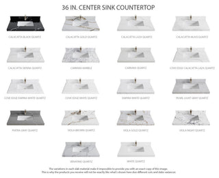Elizabeth Oak 36" Center Sink Vanity, White 2" White Quartz