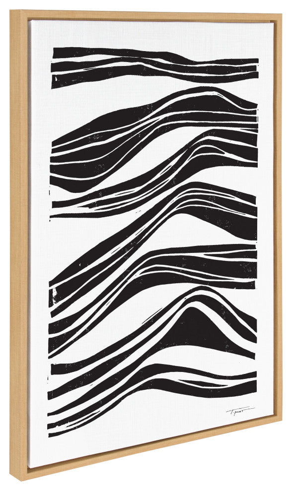 Sylvie Abstract Waves Framed Canvas by Statement Goods, Natural 23x33