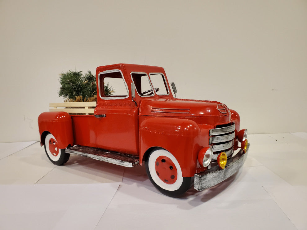 18" Red Metal Truck Decoration