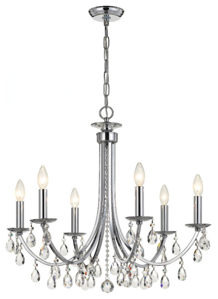 Crystorama 8826-CH-CL-S, 6-Light Chandelier, Polished Chrome