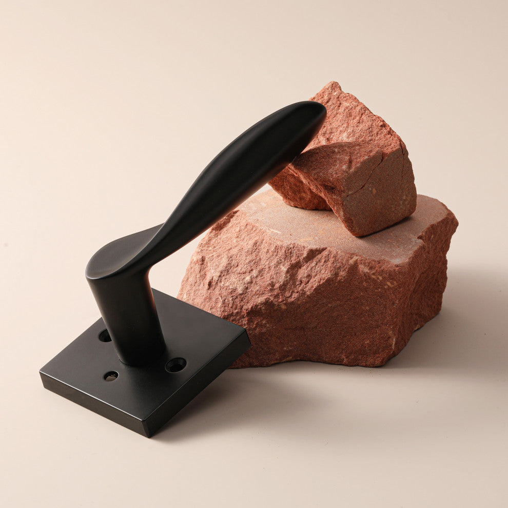 Modern Heavy Duty Designer Interior Door Lever - Lafayette Collection, Matte Black, Privacy Left Hand