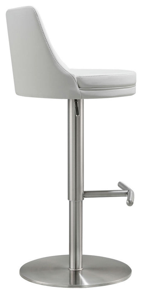 Reagan White and Silver Adjustable Stool