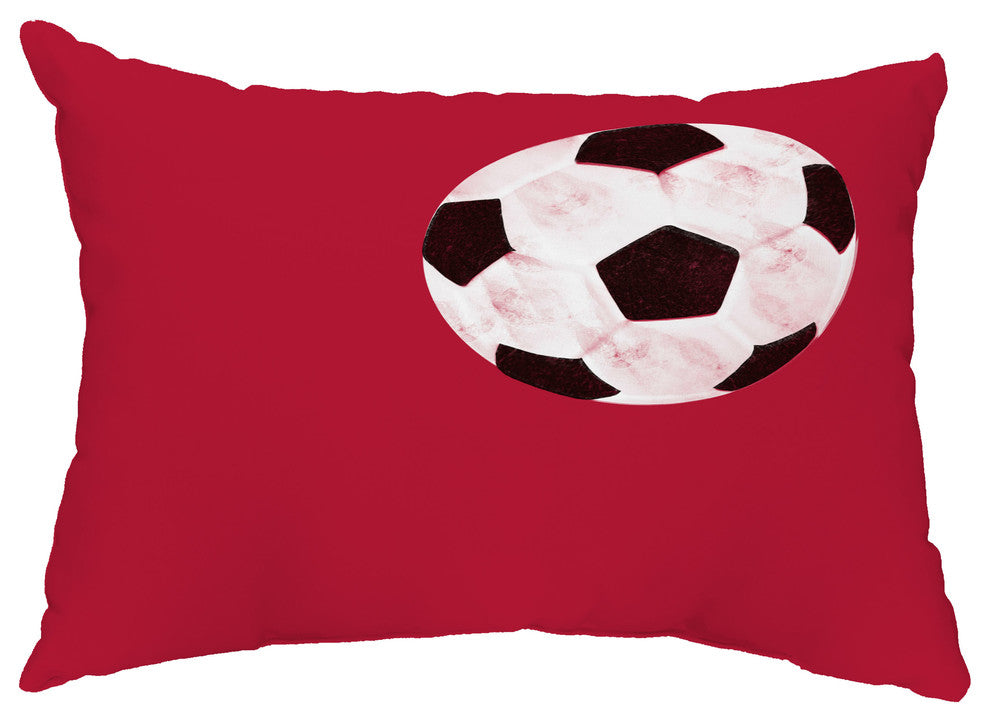 Soccer Ball 14"x20" Abstract Decorative Outdoor Pillow, Red