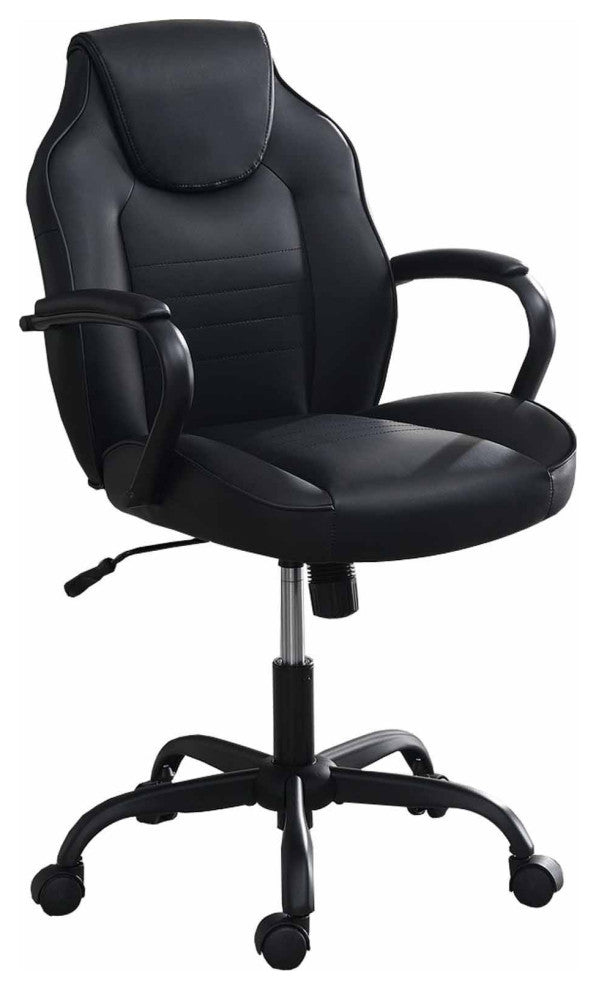 Rue 27 Inch Ergonomic Office Chair, Vegan Faux Leather Swivel Seat, Black