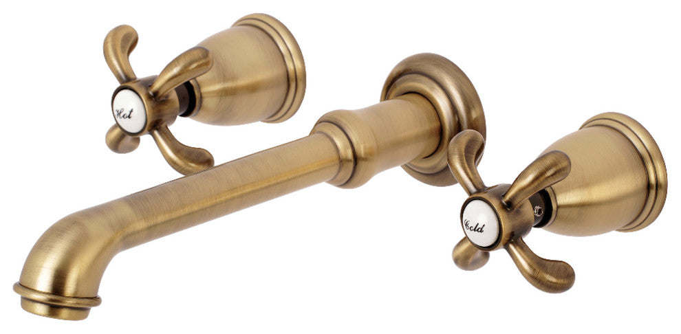 Kingston Brass Two-Handle Wall Mount Tub Faucet, Antique Brass
