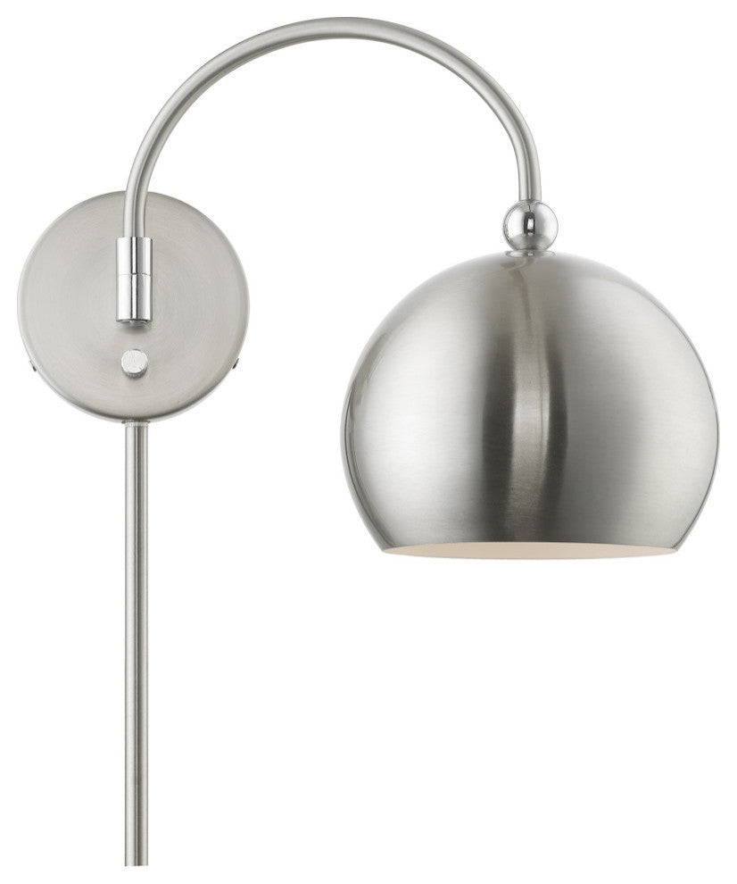 Stockton 1 Light Brushed Nickel With Polished Chrome Accents Swing Arm Wall Lamp