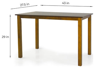 Dining Kitchen Set of Rectangular Table And 4 Side Warm Chairs Solid Wooden, Medium Brown/Pu Leather