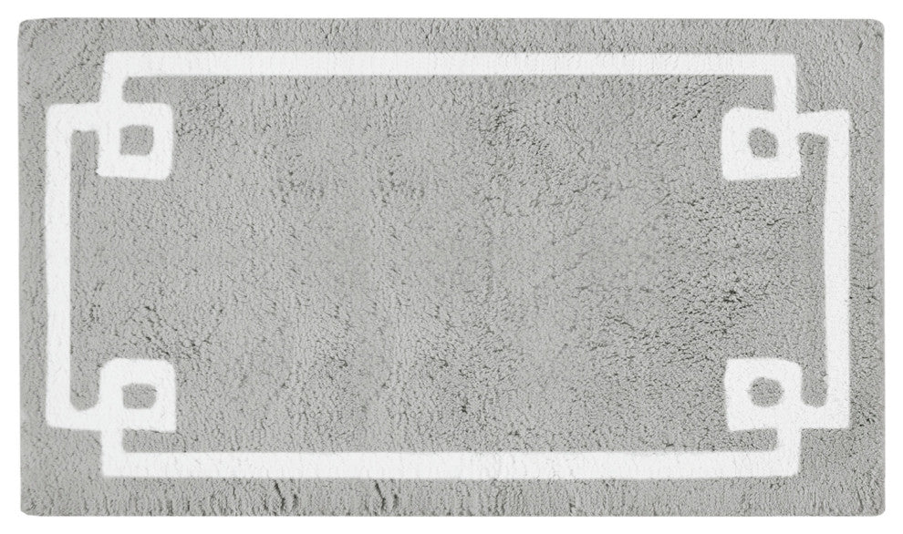 Madison Park Evan High Pile Bordered Bathroom Rug, Blue, Grey, Medium