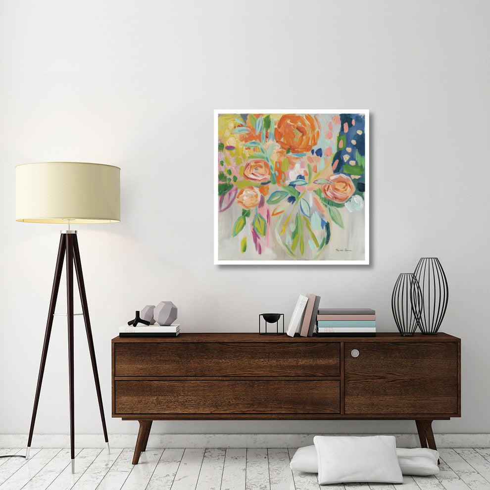 "Summer Orange Floral" Digital Paper Print by Farida Zaman, 38"x38"