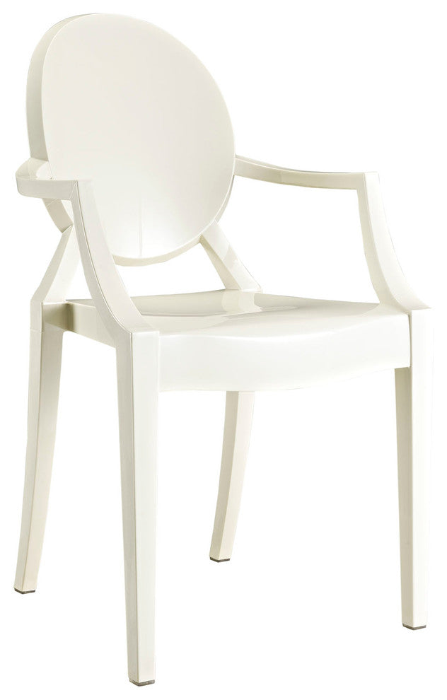Modern Contemporary Kitchen Dining Armchair White, Outdoor or Indoor