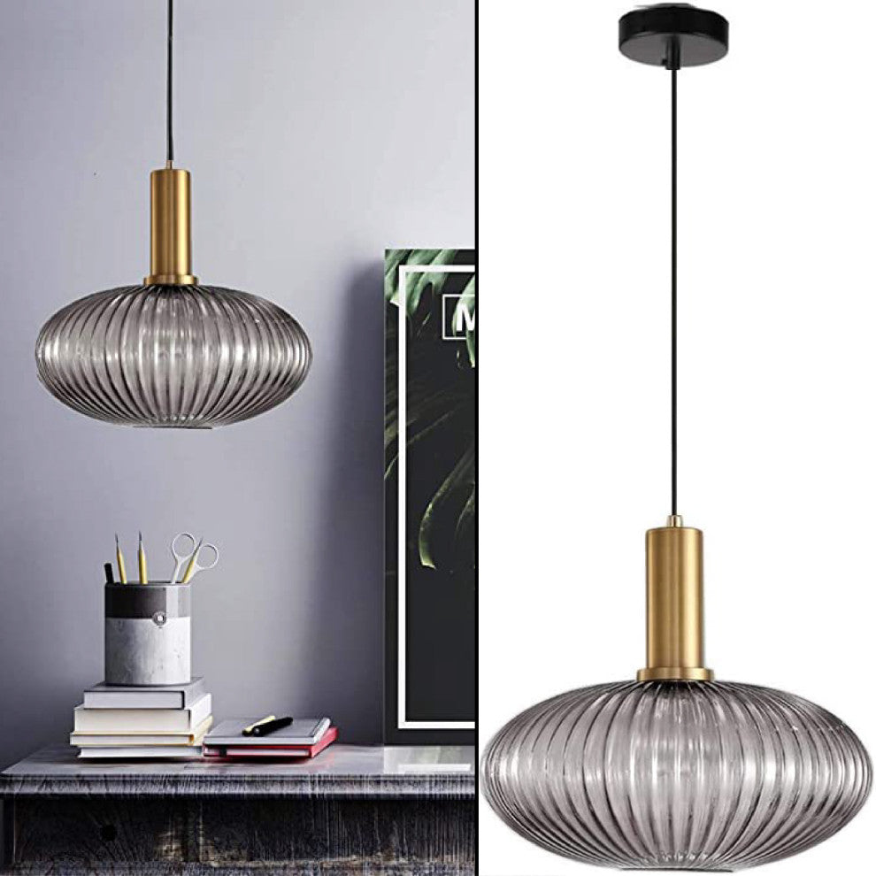 1Light gold pendant light Adjustable gray lamp shade Modern Kitchen Island light