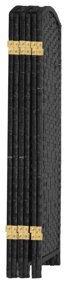3 ft. Short Diamond Weave Fiber Room Divider Black 6 Panel