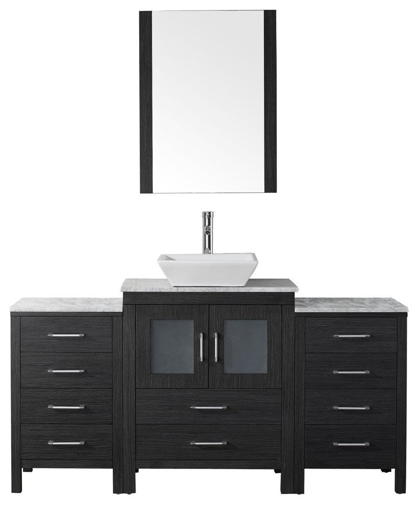 Dior 60" Single Bathroom Vanity, Zebra Gray, Marble, Brushed Nickel Faucet