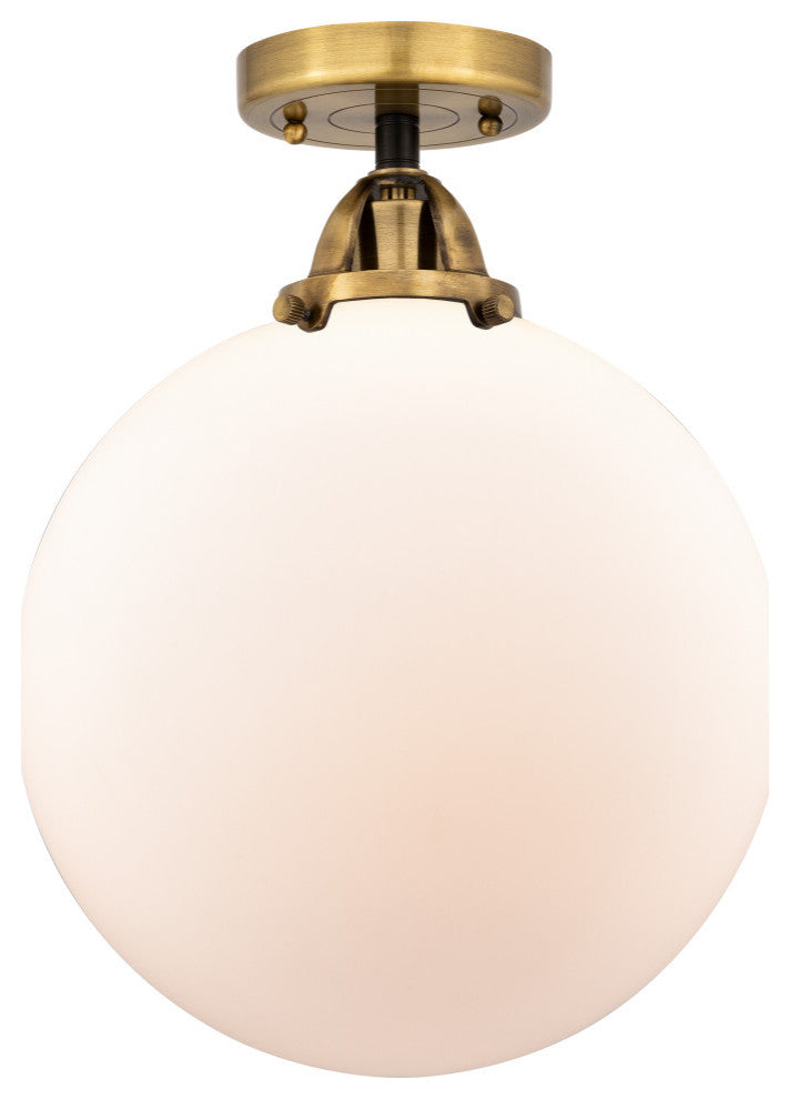 Beacon Semi-Flush Mount, Black Antique Brass, Matte White, Matte White