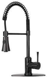 Copper Pre-Rinse Spring Kitchen Faucet with Pull Down Sprayer, Matte Black