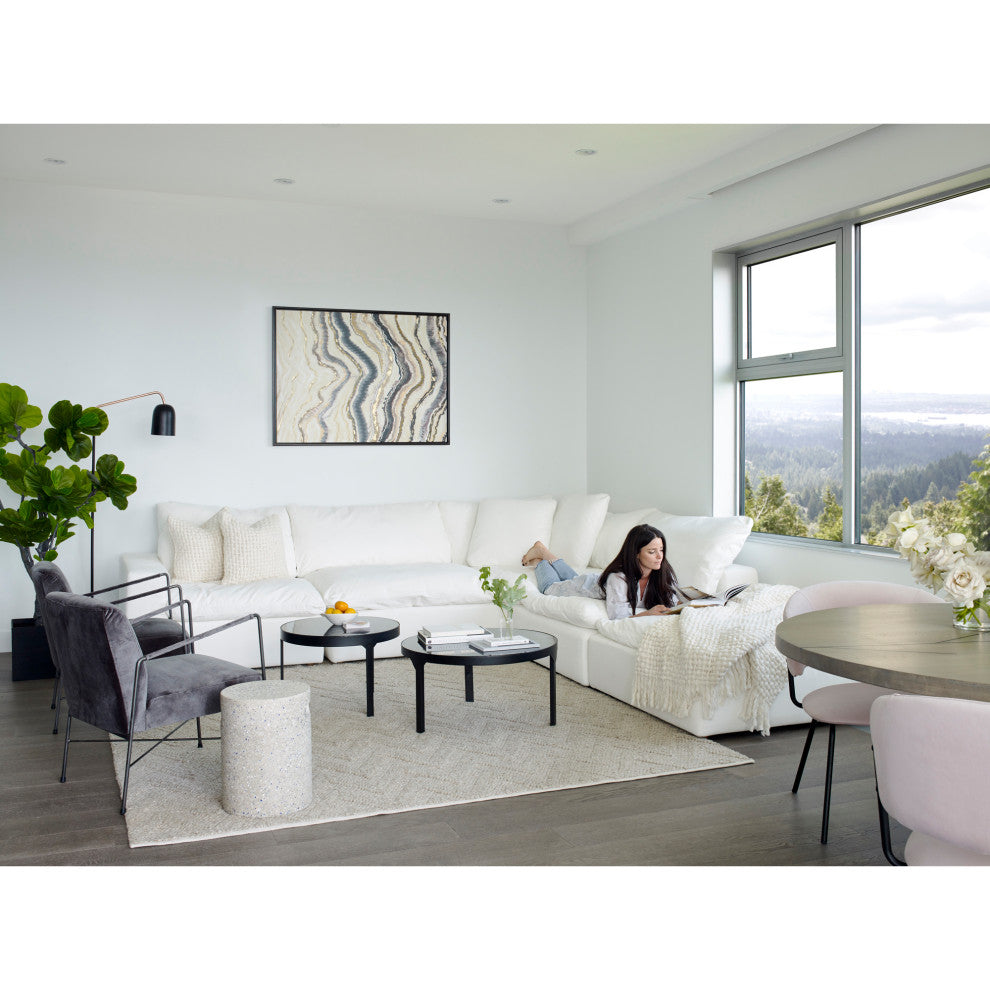 First of A Kind Clay Modular Sectional Livesmart Fabric White
