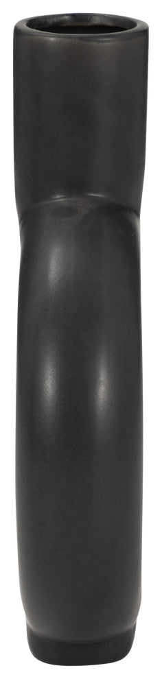 Ceramic 9" Round Cut-Out Vase, Black