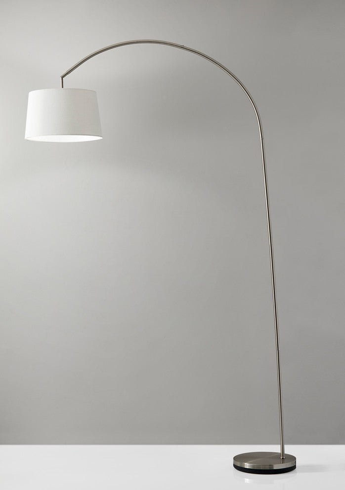 Goliath Arc Lamp, Satin Steel