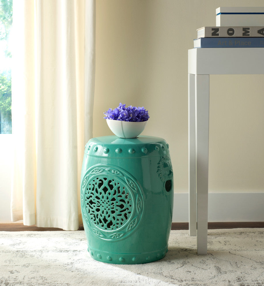 Safavieh Flower Drum Garden Stool, Aqua