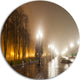 Avenue Of City Park At Night, Cityscape Photo Round Wall Art, 11"