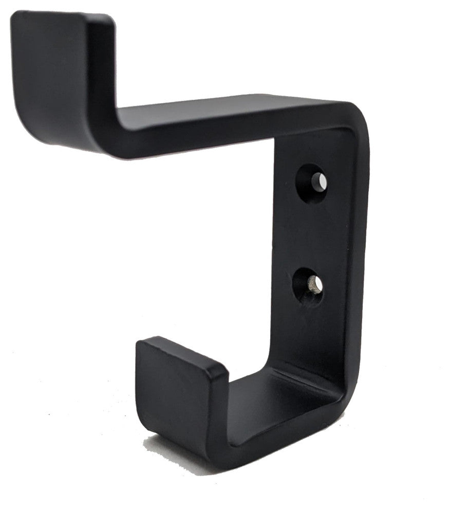 (4) Double Coat Hook C Black Steel Iron Modern Farmhouse Rustic Industrial