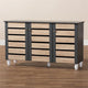Gisela Two-Tone Oak and Dark Gray 3-Door Shoe Storage Cabinet