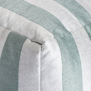 Cape May Teal 18" x 18" x 18" Teal and Ivory Pouf